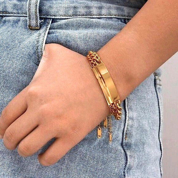 NEW Unisex PVD Gold Stainless Steel‎ 3mm ID Bracelet, Size 6.5-9” - Picture 2 of 6